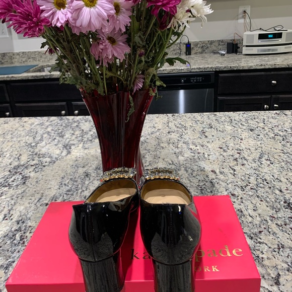 Kate Spade ♠️ block black patent leather shoes - Picture 2 of 11